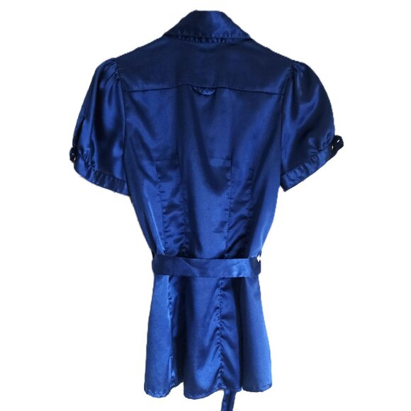 Capri elegant blouse can combine with jeans or fancy pants or skirt  Size S Blue - Picture 2 of 2